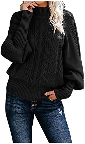 Sorto de moletom nokmopo para mulheres de moda feminina Casual suéter de cor sólida define um pescoço redondo de suéter de mangas compridas