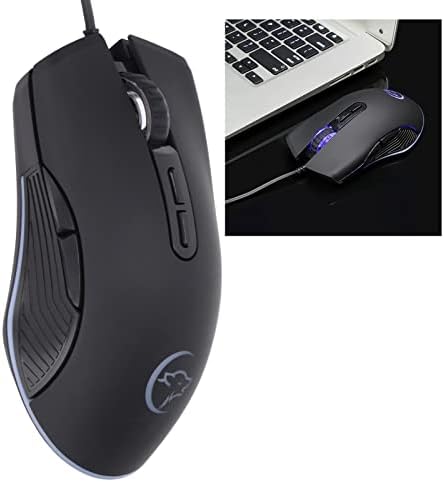 Garsentx Wired Gaming Mouse, 1200/1600/2400/3200 DPI Programável Ratho de jogos com fio, 7 botões programáveis, 4 cores RGB, botão