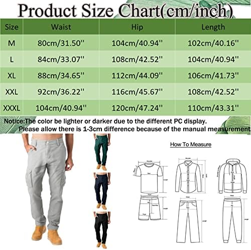 Calça de carga sezcxlgg para homens presentes para ele homens cor de cor sólida calça calça casual versátil calças multi -bolsos