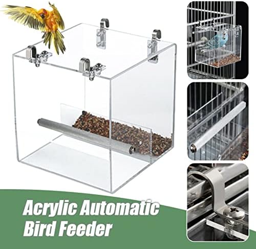 Alimentador de pássaro automático sem bagunça gaiola de pássaro recipiente de alimentos para sementes de animais para periquito canário canário parrot finch canário acrílico