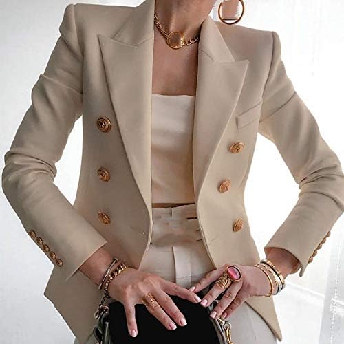 Blazers elegantes de Blazers casuais com lapela de lapela aberta botão frontal jaqueta de trabalho de escritório sólido