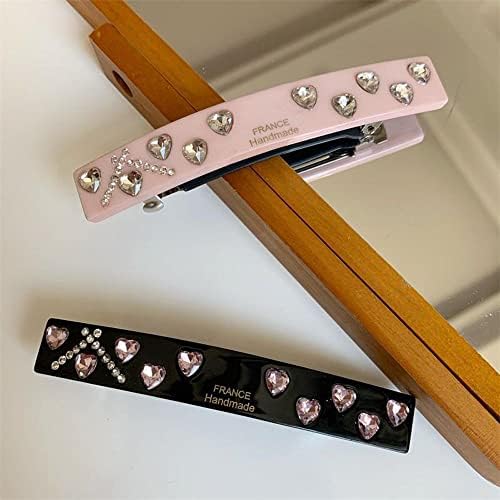 Houchu Hair Clip Girl Girl Summer Mulheres de cabeceira One Clip Heart Strass Side Hairpin Rail -Shape Headwear Acessórios