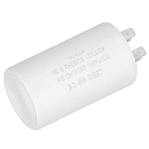 AC 250V 60UF 50/60Hz Capacitor redondo em forma de cilindro CBB60 para máquina de lavar bomba de motor/calor, capacitores