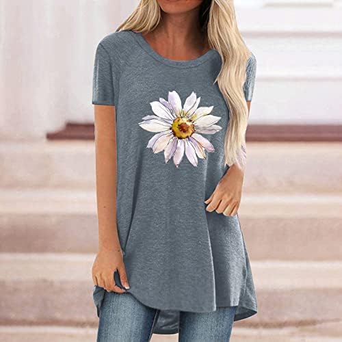 Size tsshirts para mulheres, margarida camisetas gráficas de flores curtas camisa inspiradora de verão tops casuais