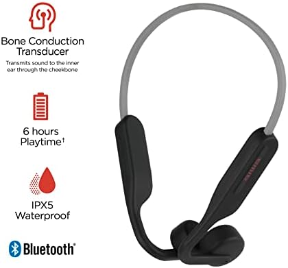 Aiwa Bone Conduzindo fones de ouvido sem fio - fones de ouvido esportivos Bluetooth 5.0 sem fio de orelha aberta, 6 horas de