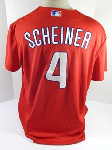 Philadelphia Phillies Jake Scheiner 4 Game usou Red Jersey Ext St BP XL 92 - Jogo usado MLB Jerseys