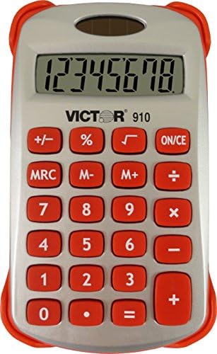 Victor 910 calculadora portátil de 8 dígitos com capa, bateria e tela LCD com híbridos solares, calculadora de bolso pequeno para estudantes - as cores variam