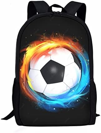 MUMESON Backpack de estampa de futebol legal Backpack leve infantil bookbags Outdoor Sport School Viagem Daypack para adolescentes