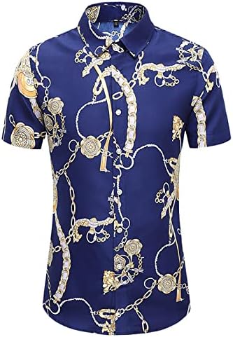 Florals poliéster Camisa de manga curta Men verão plus size profundo v pesco -pescoço sub -camiseta clássica de botão com