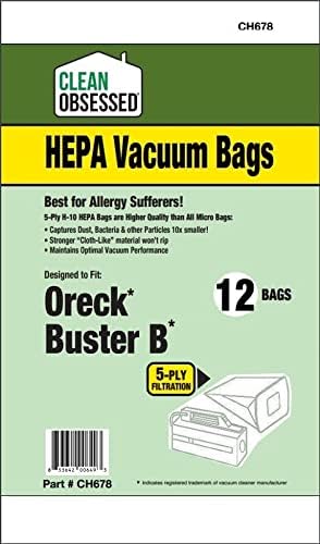 Bolsas H-10 Hepa obcecadas e obcecadas compatíveis com Oreck BB Parte PKBB12DW & PKBB12OF