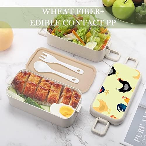 Galos e pau duplo empilhável Bento lancheira Modern Bento Contêiner com conjunto de utensílios