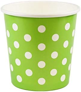 Worlds 16 oz polka ponto verde papel recipientes com tampa de papel 10 conjunto