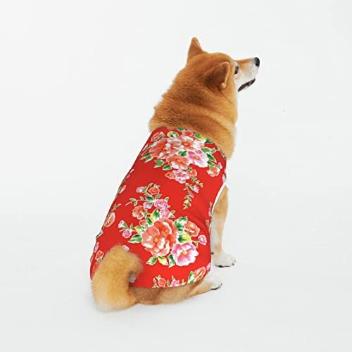 Camisas de animais de estimação de algodão Camisas de algodão chinês-asia-floral-puplo de cachorro de cachorro de cachorro de cachorro