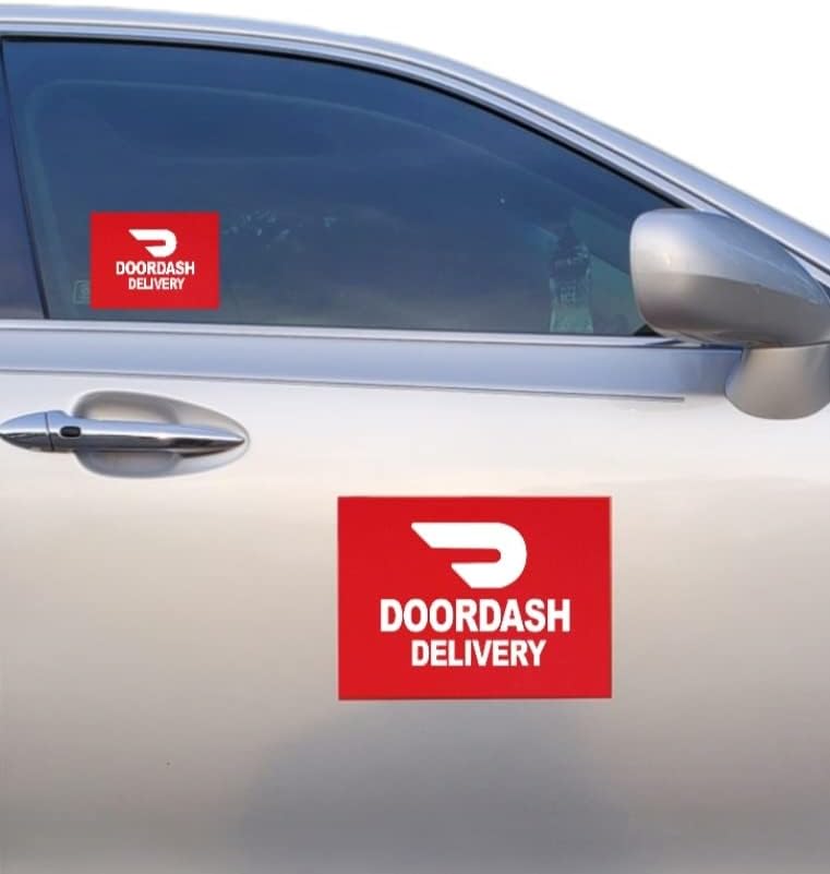 Atualizados Sinais de porta e adesivos de porta de carro dodash para drivers de entrega 11 × 7 e 4 × 4