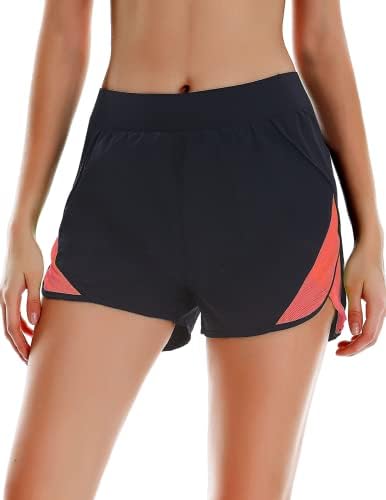 Mulheres coorunas de cintura alta executando shorts atléticos com liner de malha Quick Dry Sports Sports Sports