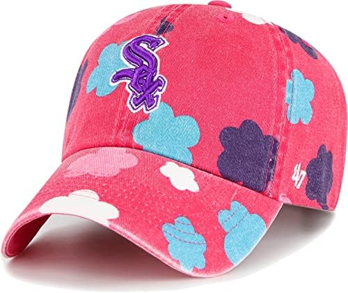 '47 Brand Tamanho da juventude Pink Ajuste Clear Girls Cap - MLB Kids Low Profile Relaxed Fit Baseball Hatbon