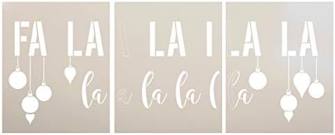 Fa La La La Jumbo estêncil de 3 partes com ornamentos por Studior12 | DIY Christmas Song Lyric Home Decor | Script Holiday