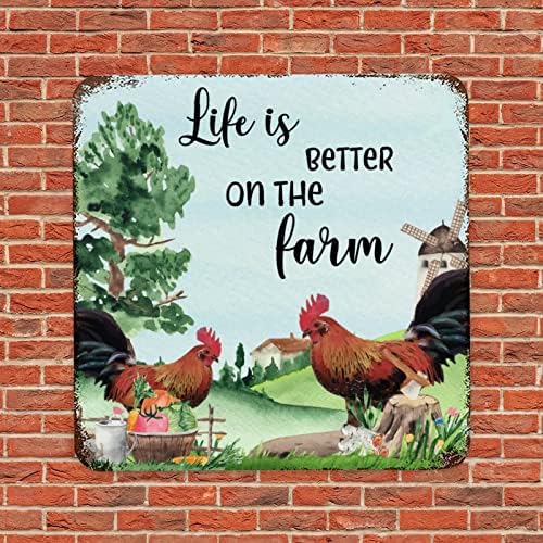 Retro Metal Tin Sign Sign Placa Fazenda Galo de frango Sign Life é melhor no Farm Classic Bar Pub Sign Poster de metal