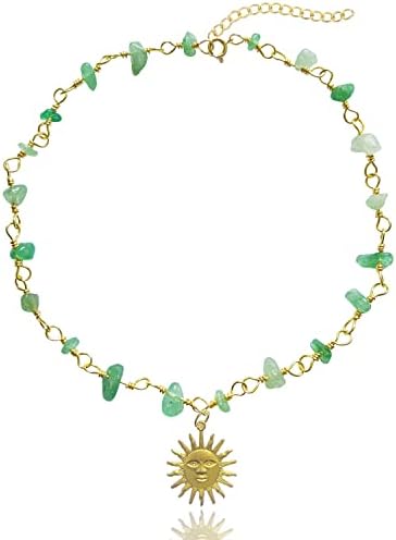 Coloque de cura natural Cristal e colar de gargantilha de pedra Gold Gold Plated Sol Colares Handmade Jewelry Gifts