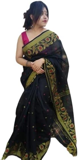 Sonho Saree de algodão Kolkata Black