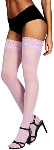 HONENNA Semi Sheer Stay Up Lingerie coxa meias altas Lace Tamanho superior A-F, 1-2 pares