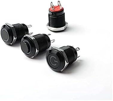 Tpuoti 12mm de botão de botão de metal preto oxidado de 12 mm com lâmpada de led de trava momentânea PC Power interruptor 3V 5V 6V