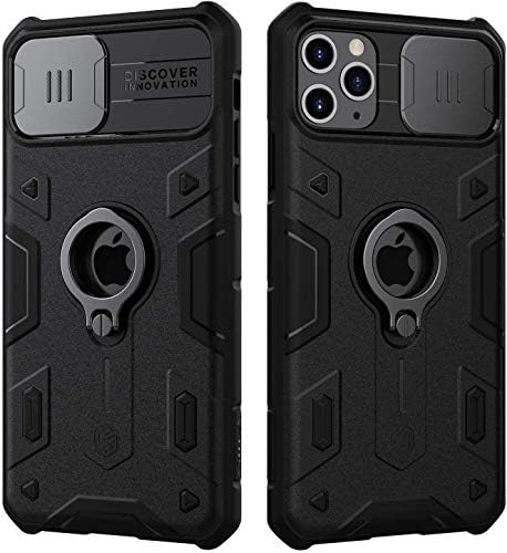 Nillkin Armour iPhone 11 Pro Max Case, [construído na lente de kickstand e lente de câmera] traseiro de plástico rígido à prova de choque e capa de capa híbrida de silicone macio para iPhone 11 Pro Max 6.5 '' preto