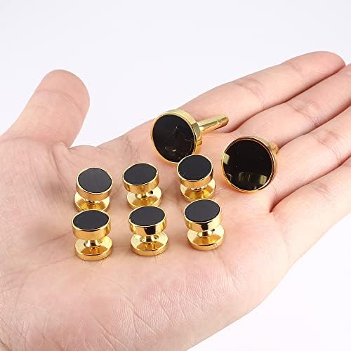 Diamday Mens Cufflinks e Studs Set Tuxedo Camisetas Black Onyx Bruxlinks para homens, Botões de smoking clássicos Match para