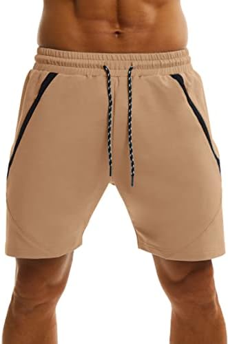 Shorts de bodybuilding de algodão de 6 de ginástica masculinos de ouber com shorts atléticos de treino de bolso com zíper