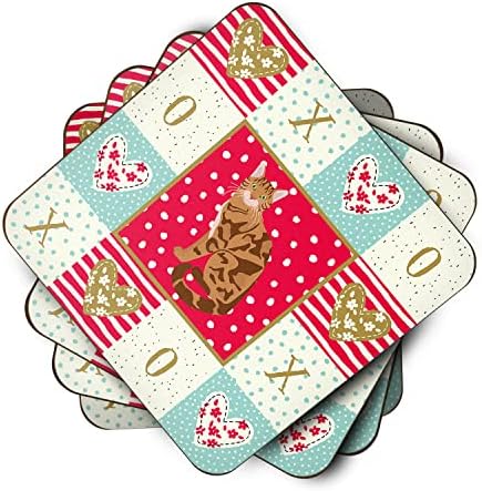 Tesouros de Caroline CK5741FC Bengala Cat Love Coamaster Conjunto de 4, 3 1/2 x 3 1/2, multicolor