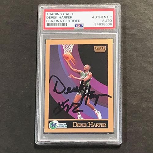 1990-91 Skybox 64 Derek Harper Card Auto PSA Slabbed Mavericks - Basketball Slabbed Cartis autografados