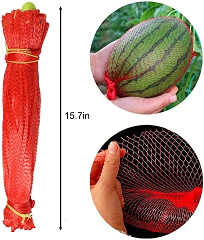 Sacos de malha de nylon residentes CheeSandu 100pcs, sacos de redes de melancia pendurados, bolsa de rede de frutas mais grossa para pendurar melancia, melão de melão, mariscos de caranguejo de vegetais 40 cm/15,7 polegadas