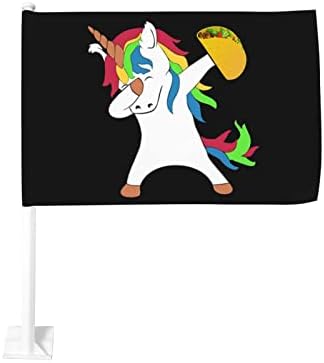 Dabbing Unicorn Taco Car Bandeira 12 × 18 polegadas Banner de veículos de veículo de 18 polegadas decoração de automóvel ao