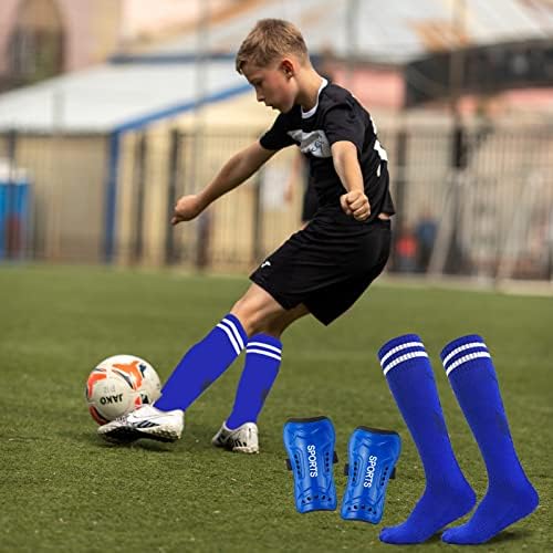 Pontos de proteção de canela de futebol com meias equipamentos de proteção de bezerro para futebol 3 4 5-16 anos meninos