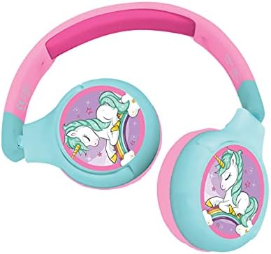 LEXIBOOK UNICORN 2-em-1 Bluetooth fones de ouvido para crianças-com fio sem fio estéreo, crianças seguras, dobráveis, ajustáveis,