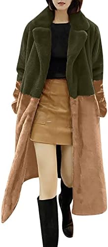 Casacos de lã foviguo para mulheres, jaqueta longa mulher de manga comprida