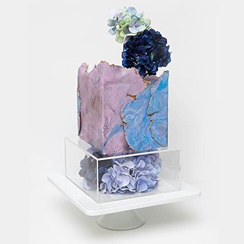 Lacupella acrílico preenchimento de bolo retangular Cubo, Raiser e Enhancer Box Casamento Decoração de peça central com flores,