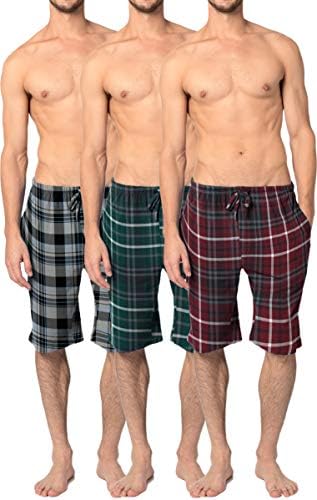 Andrew Scott Scott Pacote de 3 pacote leve Flanela de algodão mole lã pincel pijama/lounge short shorts