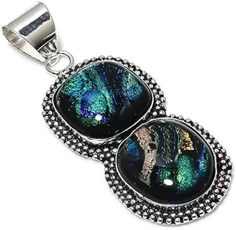 Revais 925 Sterling Silver Mexican Dico Gemas Gemstone Made | Pingente de Jóias Étnicas | Colar para Presente Mulheres e