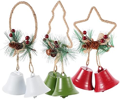 Kesyoo 3pcs delicado premium pendurado sino ornamento de natal árvore de natal decoração de campainha de natal para decoração de natal decoração