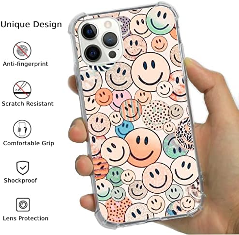 MOFREore Smile Face Case Compatível com iPhone 14 Pro, Caixa fofa de smile de pêssego do hipético