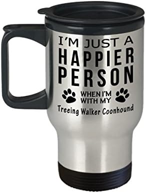 Amante de cães Viagem caneca de café - Pessoa mais feliz com Walker Coonhound - Petes Proprietários de resgate presentes