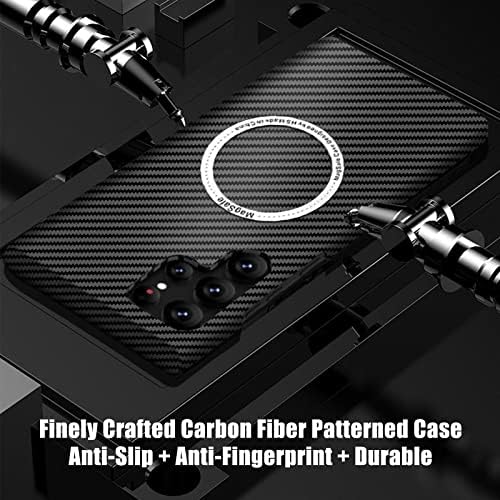 Para Samsung Galaxy S23 Ultra Carbon Case compatível com o caso MagSafe, Ultra Slim S23 Ultra Carbon Fiber Texture Case,