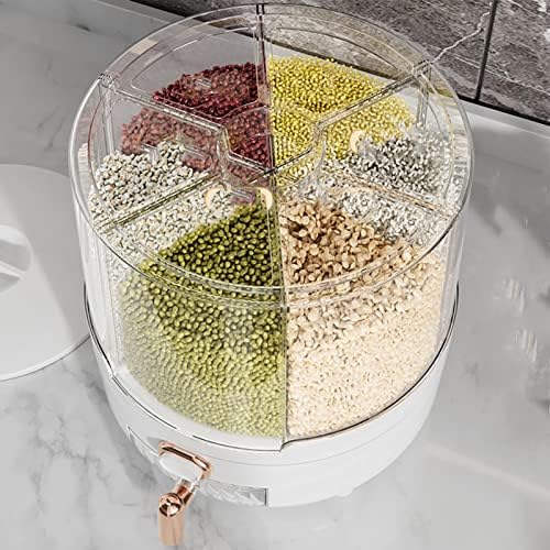 Recipiente de grãos pocratation, caixa de dispensador de grãos rotativos de cozinha de 360 ​​graus