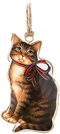 Coleção Abbott 37-IMPRINT-026 Ornamento de gato festivo, 1 ea, Brwon