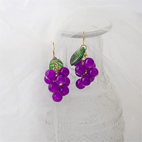2 pares Frutas fofas Brincos de queda de verão Verde Green Purple Crystal Grapes Brincos Presente de joias para mulheres meninas