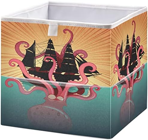 cestas de armário de coscões visesunny rosa e velejador de caixas de tecido de armazenamento de animais para organizar caixas