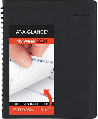 AT-A-GLANCE 2024 Weekly Weeking Book Planner, 8 X 11, Large, The Action Planner, Black