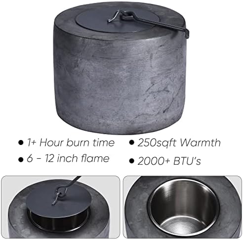 Roundfire Classic Concrete Combuttop Fire Fire com 1 x litro Premium Etanol Fuel - BOIL DE IMPORTA