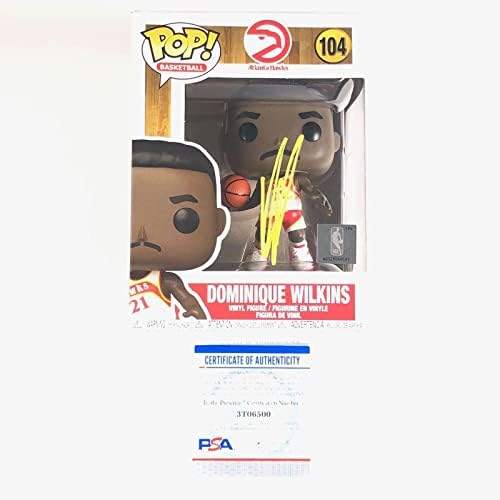 Dominique Wilkins assinou o Funko Pop PSA/DNA Atlanta Hawks autografados - figuras autografadas da NBA